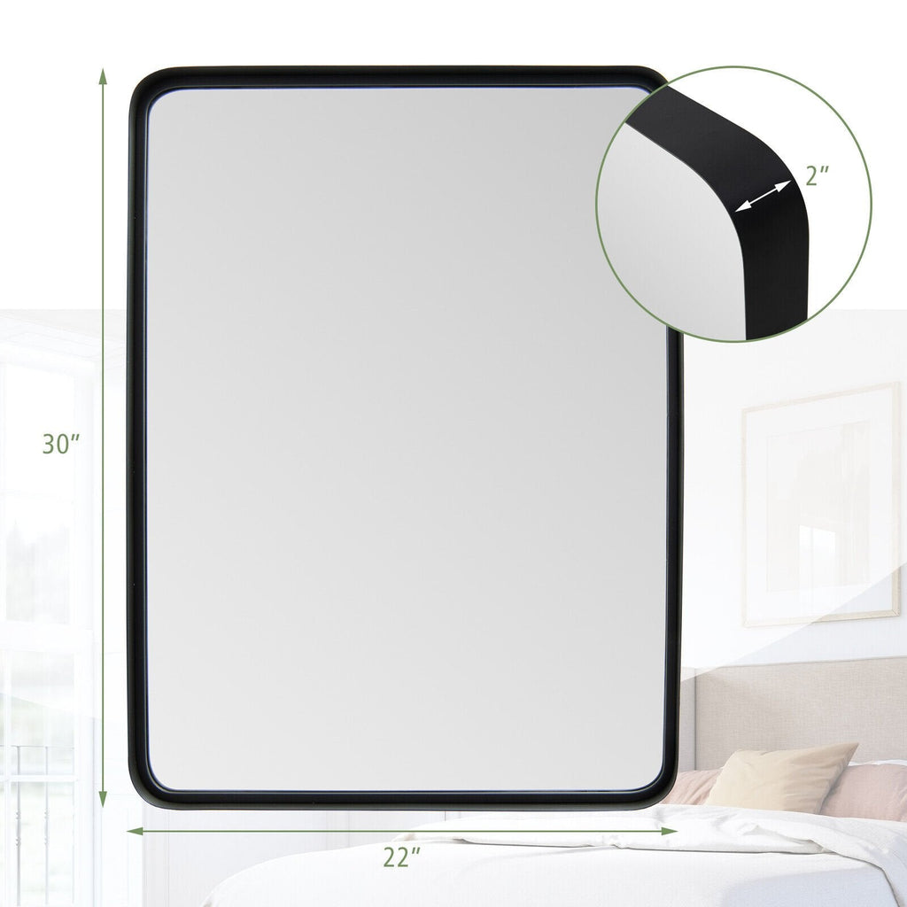 Rectangular Wall Mount Bathroom Mirror with Solid Steel Frame-M