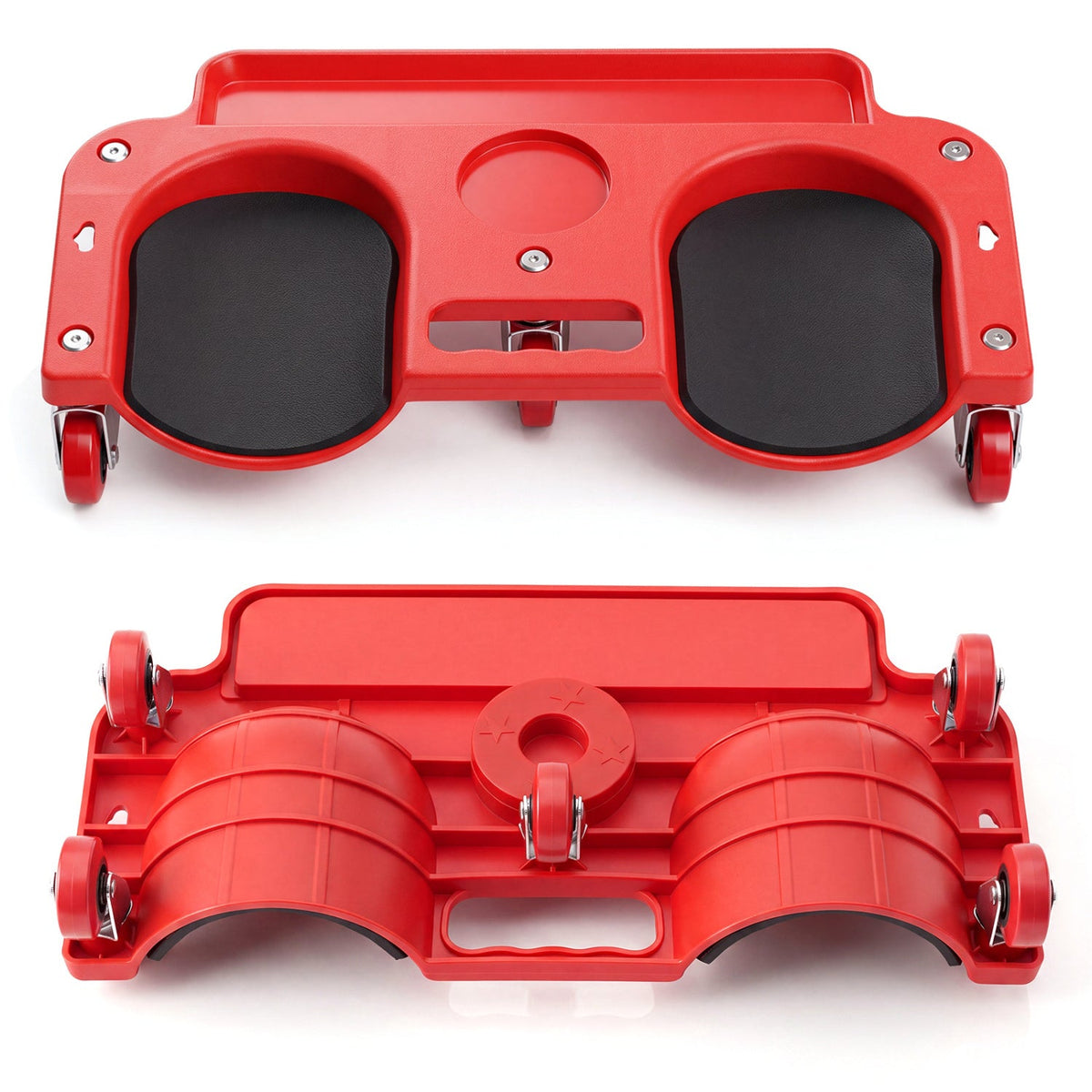 Rolling Knee Creeper with 360° Swivel Casters Lightweight Kneeling Pads-Red