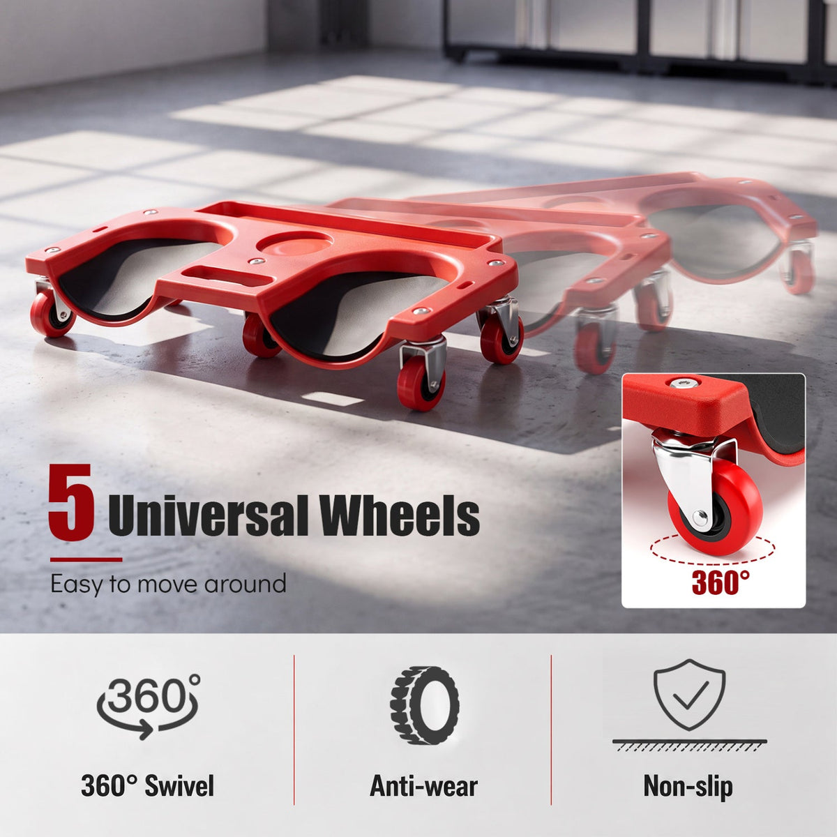 Rolling Knee Creeper with 360° Swivel Casters Lightweight Kneeling Pads-Red