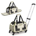 Rolling Pet Carrier with Wheels & Telescopic Handle and Mesh Windows for Pets-Green
