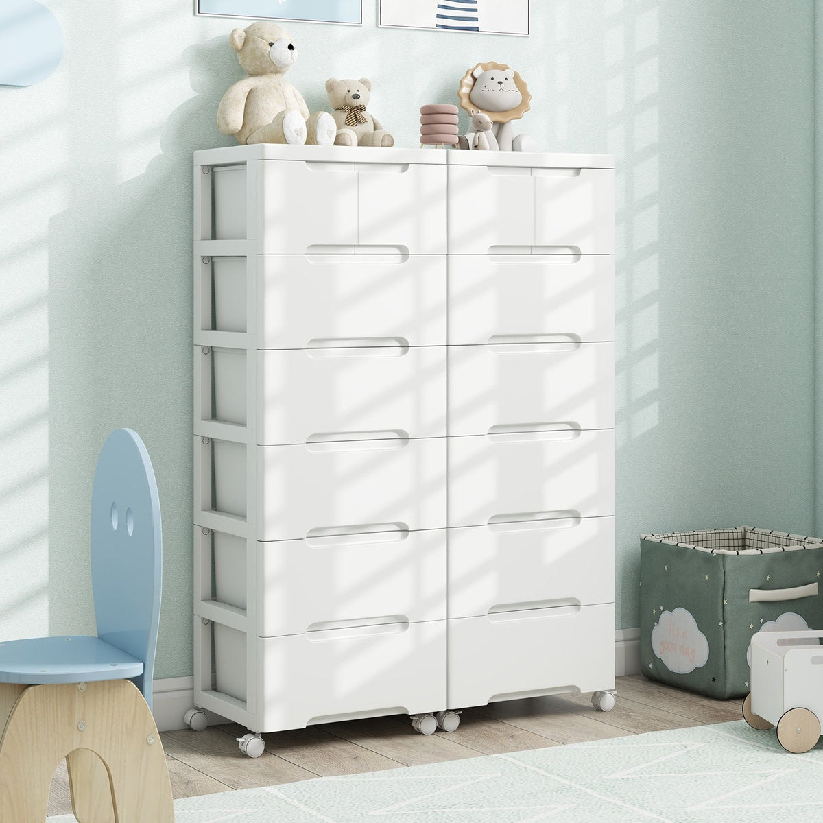 Rolling Storage Cabinet with Universal Wheels and 5/6/7 Drawers-7-Drawer