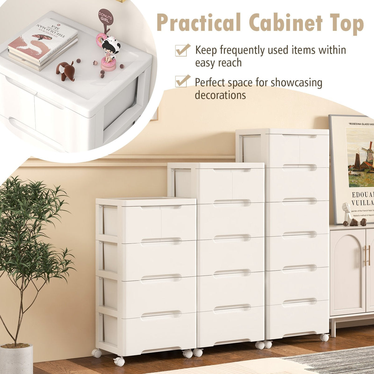 Rolling Storage Cabinet with Universal Wheels and 5/6/7 Drawers-7-Drawer