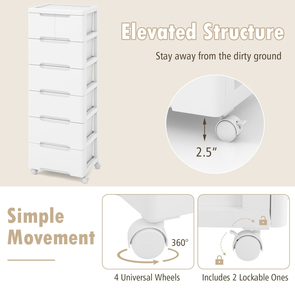 Rolling Storage Cabinet with Universal Wheels and 5/6/7 Drawers-7-Drawer