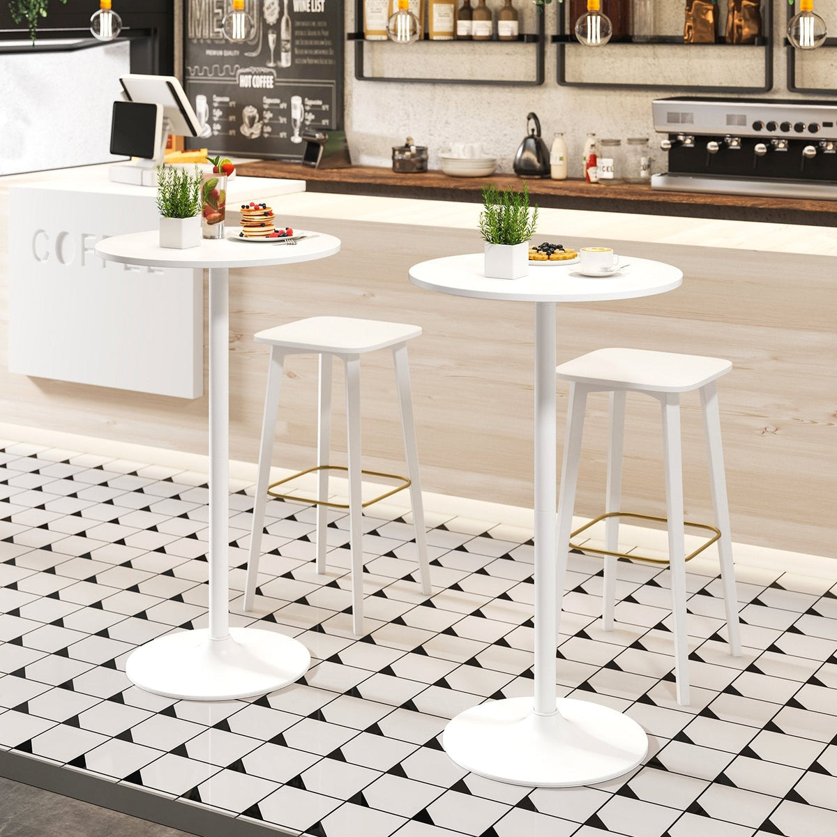 Round Bistro Table 40 Inch Bar Height Tall Coffee Cocktail Table-Set of 1