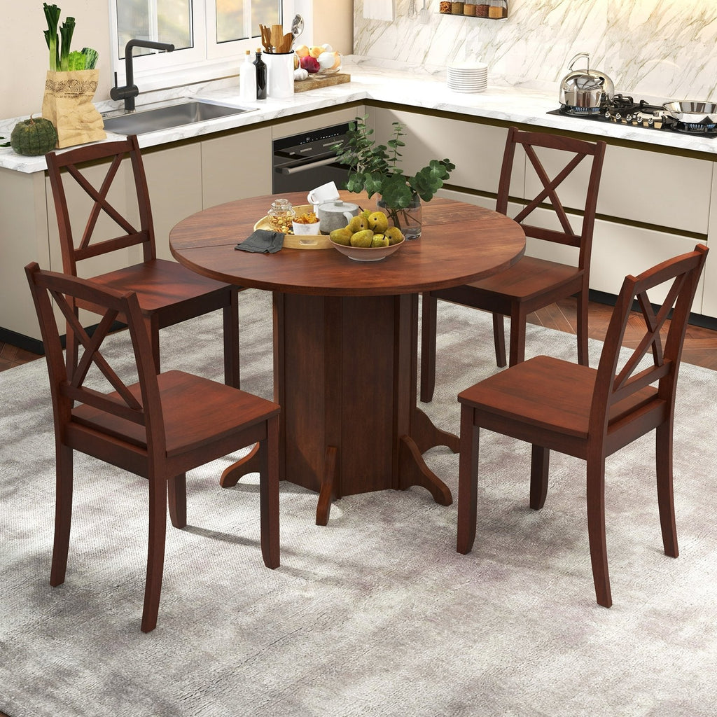Round Dining Table with Pedestal Base for 4-6 People-Walnut