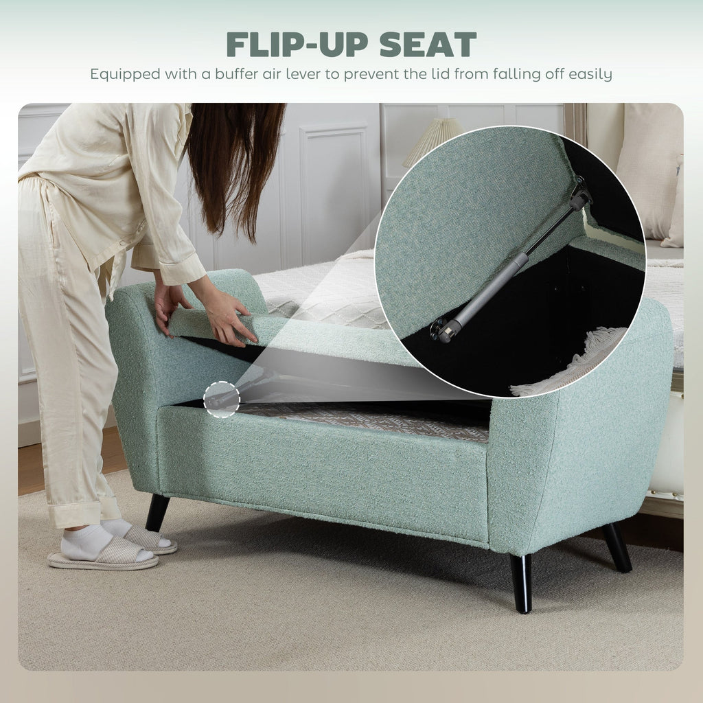 Upholstered Storage Bench with Arms, Modern Ottoman Bench for Bedroom, Entryway, and Living Room, Black