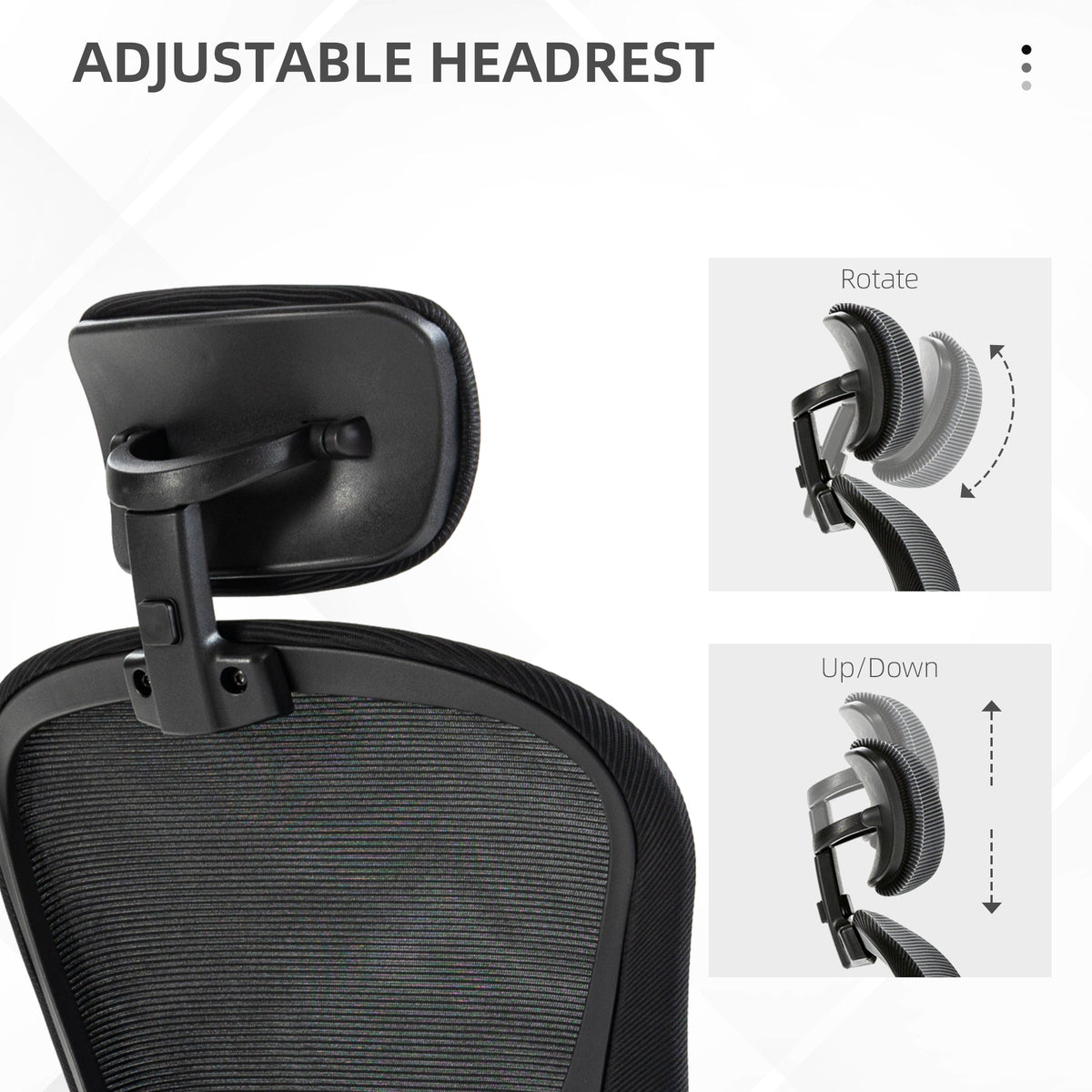 Office Chair, Mesh Computer Desk Chair with Adjustable Headrest, 4D Lumbar Support, Flip-up Arm, Grey