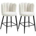 Faux Cashmere Bar Stools Set of 2 Counter Height Bar Stools with Back for Home Kitchen, 20.5"x19.7"x36.6", Cream