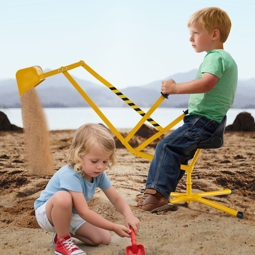 Sand Digger with 2-Handed Controls and Flexible Shovel for 3+ Years Old Kids-Yellow