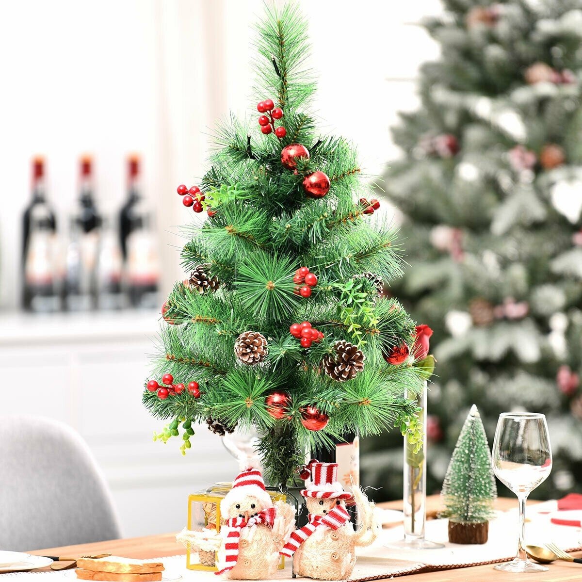 Set of 2 Pathway Christmas Trees, 29 Inch Battery Powered with 8 Flash Modes