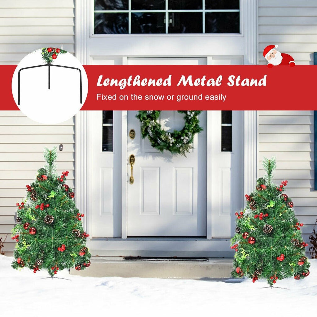 Set of 2 Pathway Christmas Trees, 29 Inch Battery Powered with 8 Flash Modes