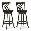 Set of 2 Bar Height Swivel Stools with Hollowed Backs in Grey, 30.5 Inch Seat