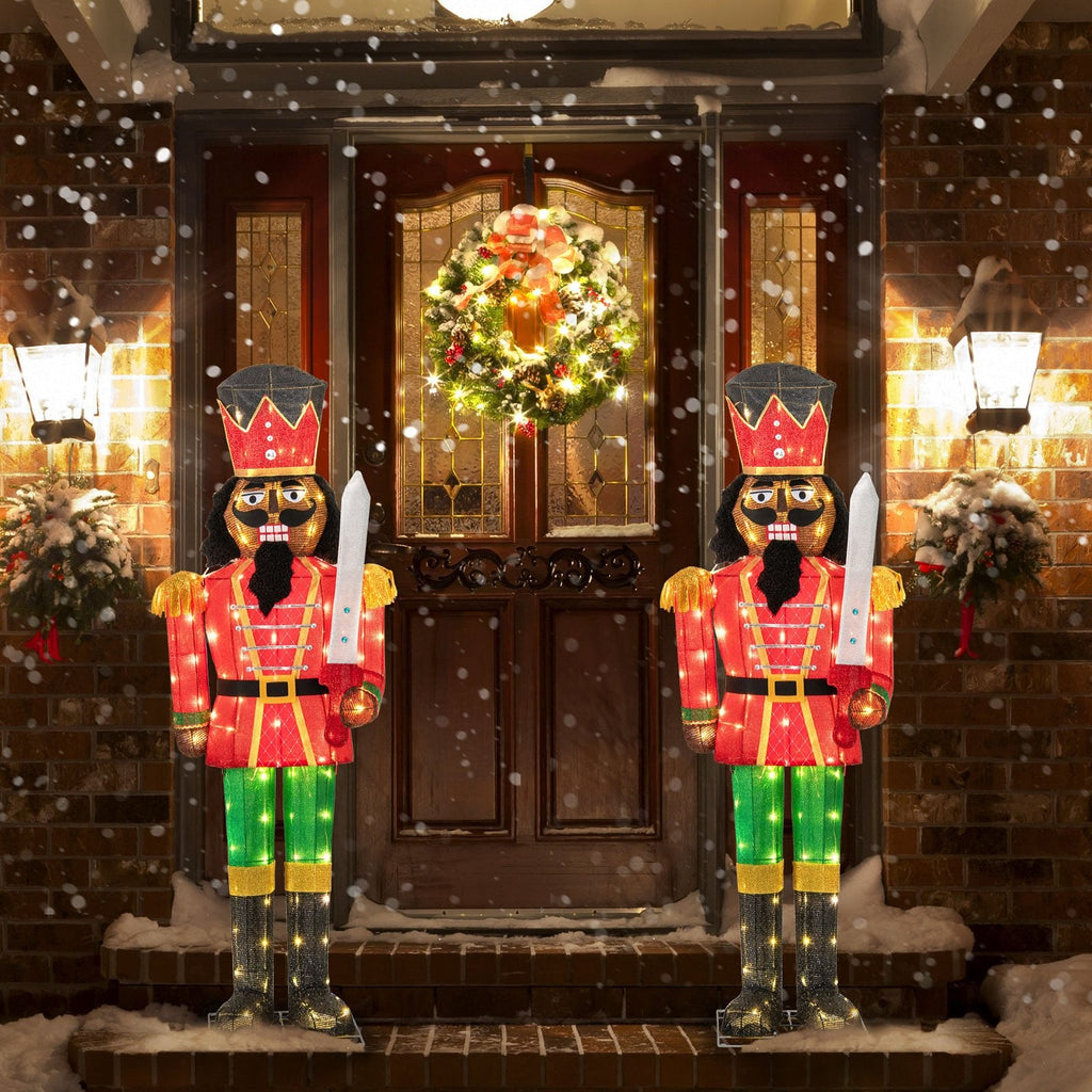 Set of 2 5 FT Giant Nutcracker with Glitter Sword