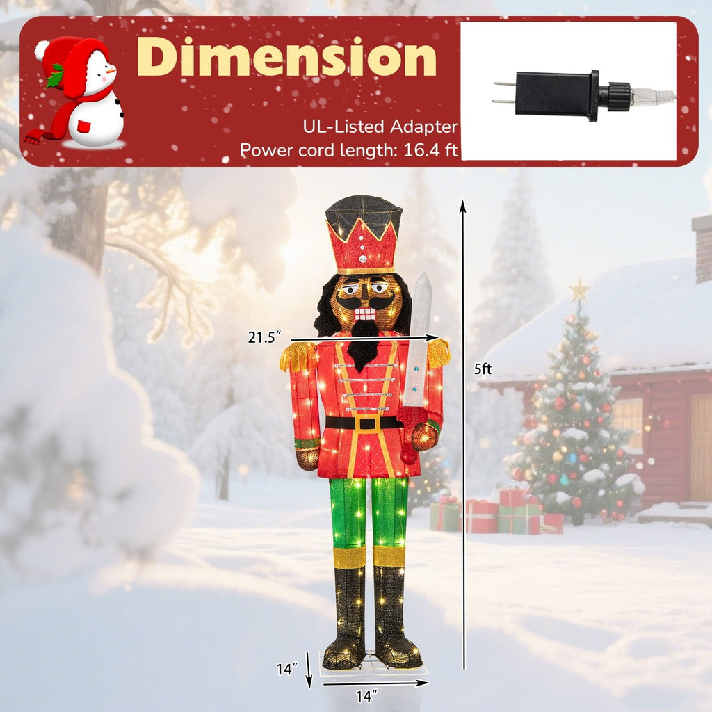 Set of 2 5 FT Giant Nutcracker with Glitter Sword