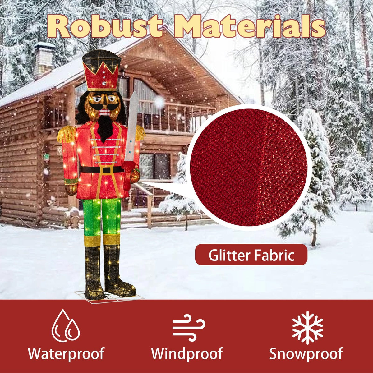 Set of 2 5 FT Giant Nutcracker with Glitter Sword