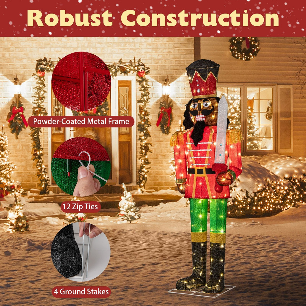 Set of 2 5 FT Giant Nutcracker with Glitter Sword
