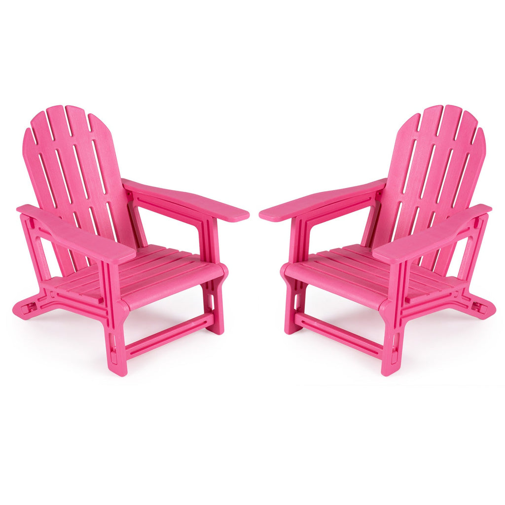 Set of 2 All-Weather Outdoor Kids Patio Seating with Ergonomic Design-Pink