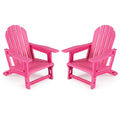 Set of 2 All-Weather Outdoor Kids Patio Seating with Ergonomic Design-Pink