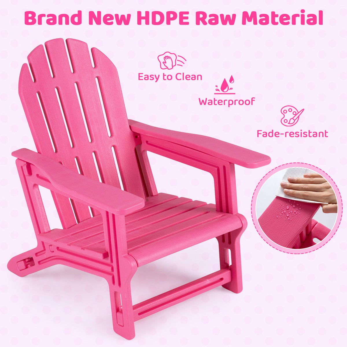 Set of 2 All-Weather Outdoor Kids Patio Seating with Ergonomic Design-Pink