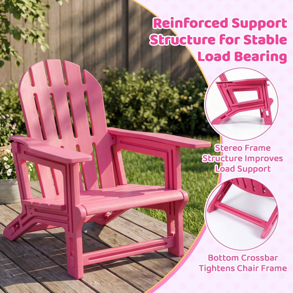 Set of 2 All-Weather Outdoor Kids Patio Seating with Ergonomic Design-Pink