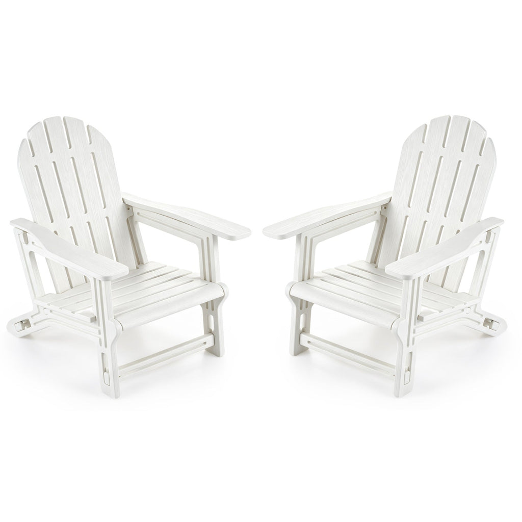 Set of 2 All-Weather Outdoor Kids Patio Seating with Ergonomic Design-White