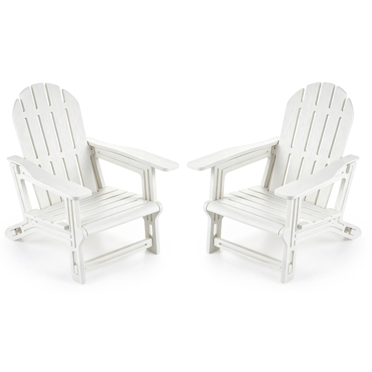 Set of 2 All-Weather Outdoor Kids Patio Seating with Ergonomic Design-White