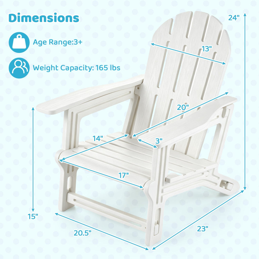 Set of 2 All-Weather Outdoor Kids Patio Seating with Ergonomic Design-White
