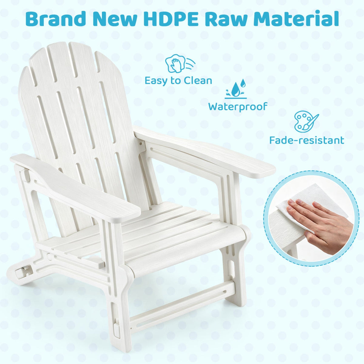 Set of 2 All-Weather Outdoor Kids Patio Seating with Ergonomic Design-White