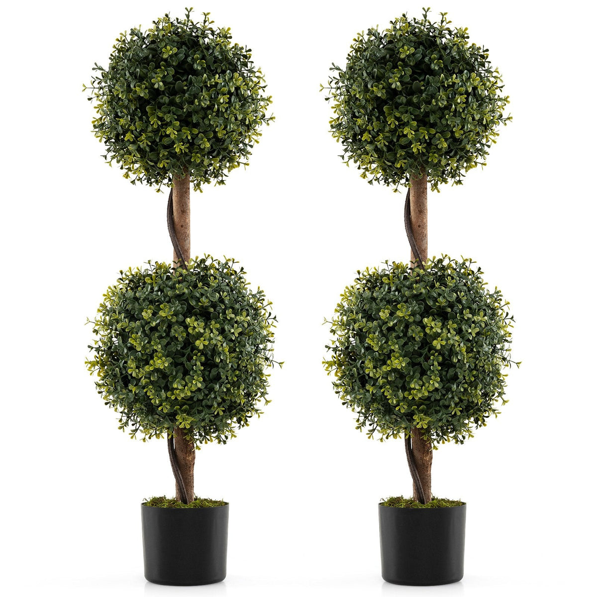 Set of 2 Artificial Double Topiary Ball Trees