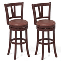 Set of 2 Bar Height Swivel Stools with High Backs and 105 Degree Recline, 30 Inch Seat