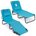 Set of 2 Folding Tanning Loungers with Face Holes and Flaps, Turquoise