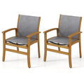 Set of 2 Patio Dining Chairs with Breathable Fabric and Acacia Wood Frame