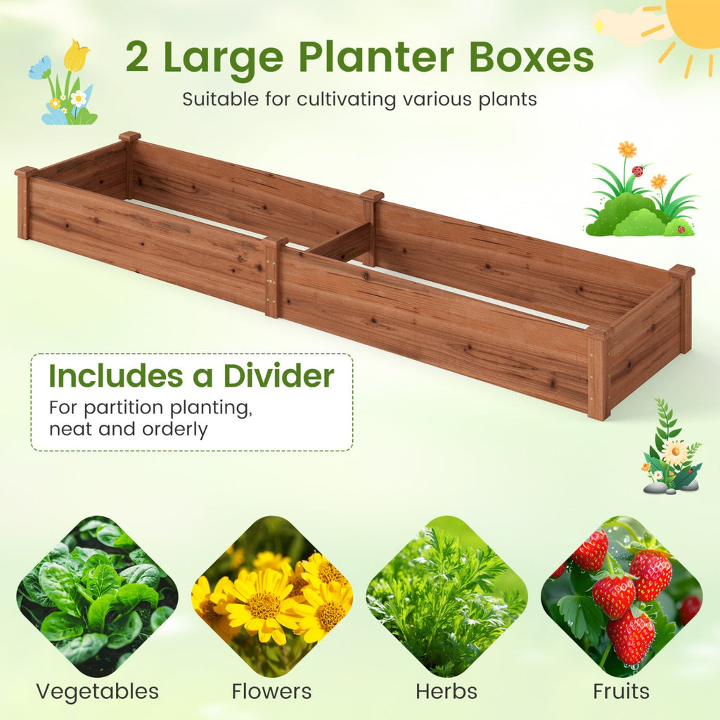 Set of 2 Wooden Vegetable Raised Garden Bed for Backyard-Brown