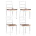 Set of 4 Two Tone Ladder Back Dining Chairs, White Frame with Rustic Brown Seat