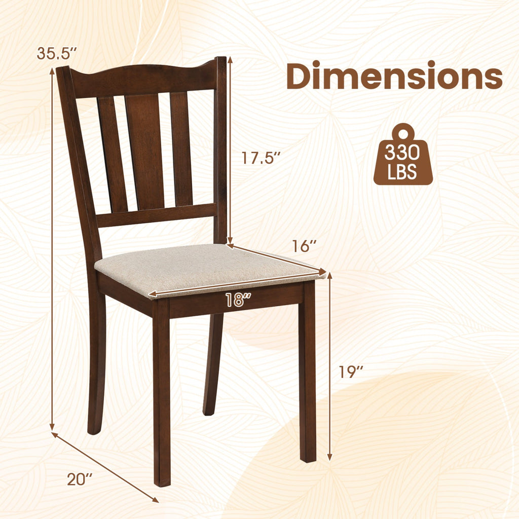 Set of 4 Walnut Dining Chairs with Hollow Back and Padded Cream Seat