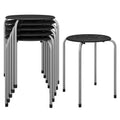 Set of 6 Stackable Backless Stools with Vented Plastic Seat and Grey Frame