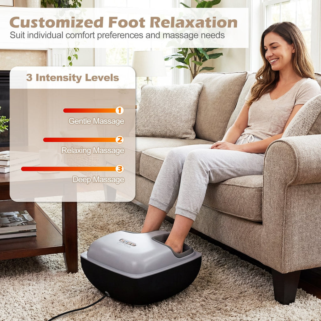 Shiatsu Foot Massager with 3-Level Deep Kneading and Air Compression-Black
