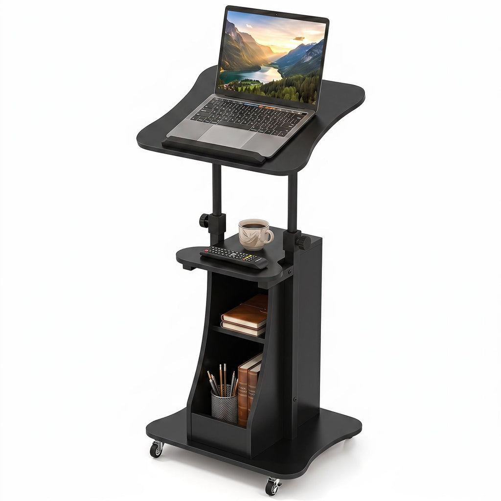 Sit-to-Stand Laptop Desk Cart Height Adjustable with Storage-Black