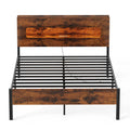 Full Metal Bed with LED Lights, Storage Headboard and Charging Station