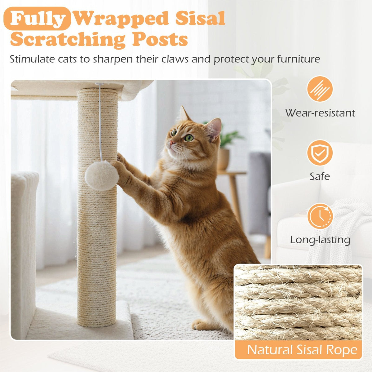 Small Beige Cat Tree 19.5 Inches with a Condo and a Padded Perch Bed