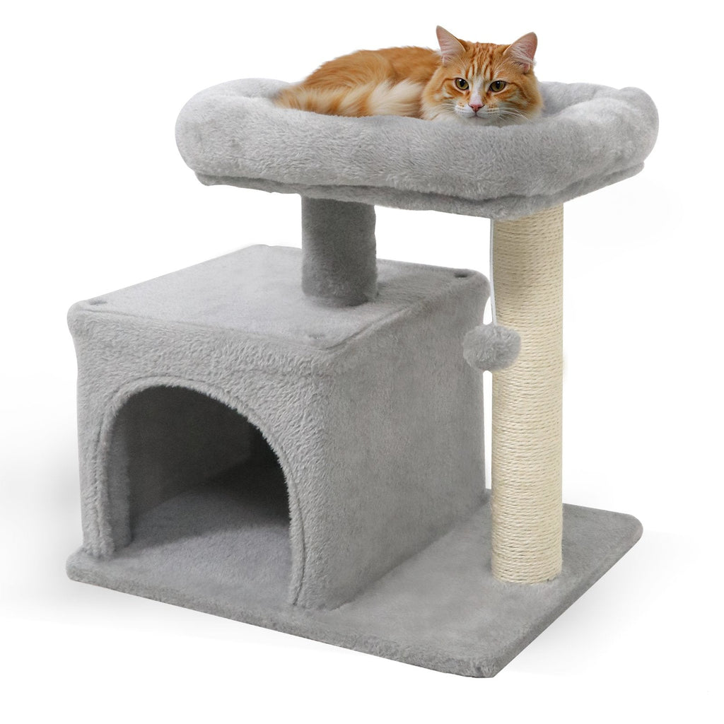 Light Grey Cat Tree 19.5 Inches for Kittens and Older Cats