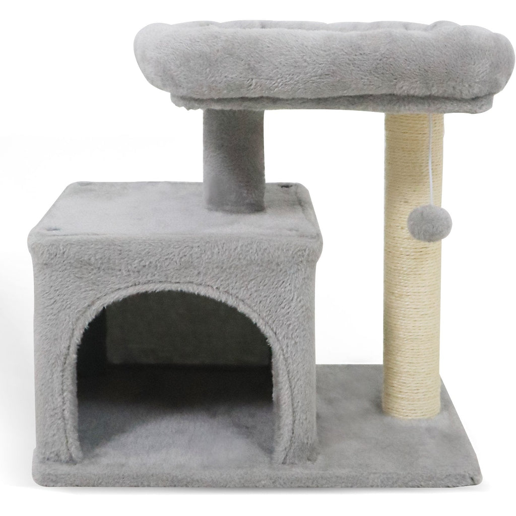 Light Grey Cat Tree 19.5 Inches for Kittens and Older Cats