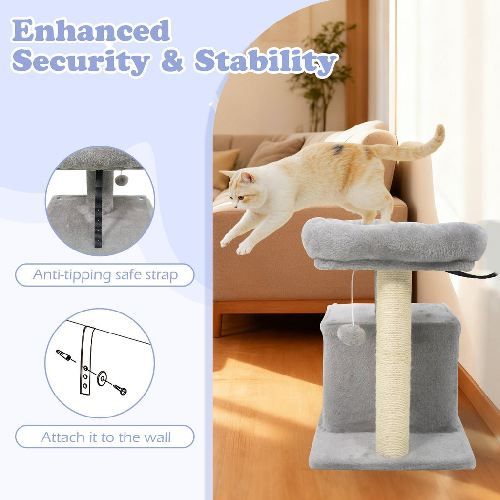 Light Grey Cat Tree 19.5 Inches for Kittens and Older Cats