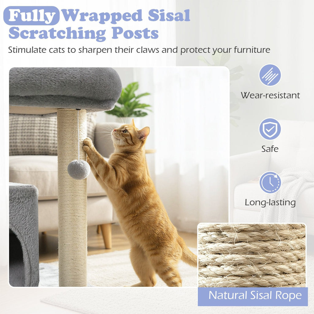 Light Grey Cat Tree 19.5 Inches for Kittens and Older Cats