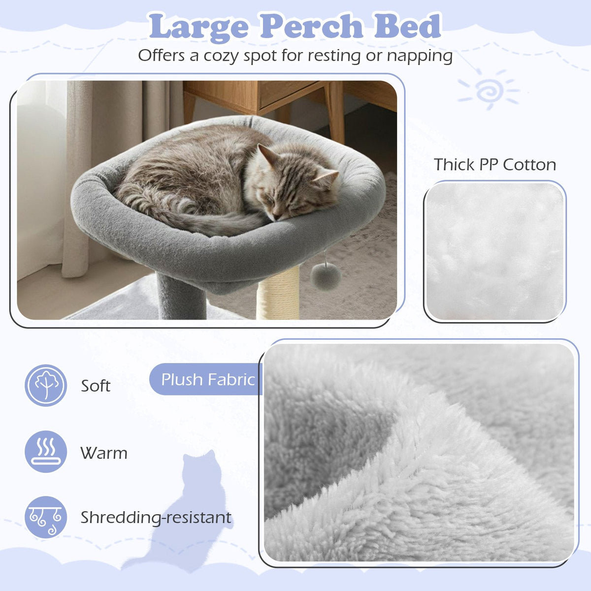 Light Grey Cat Tree 19.5 Inches for Kittens and Older Cats