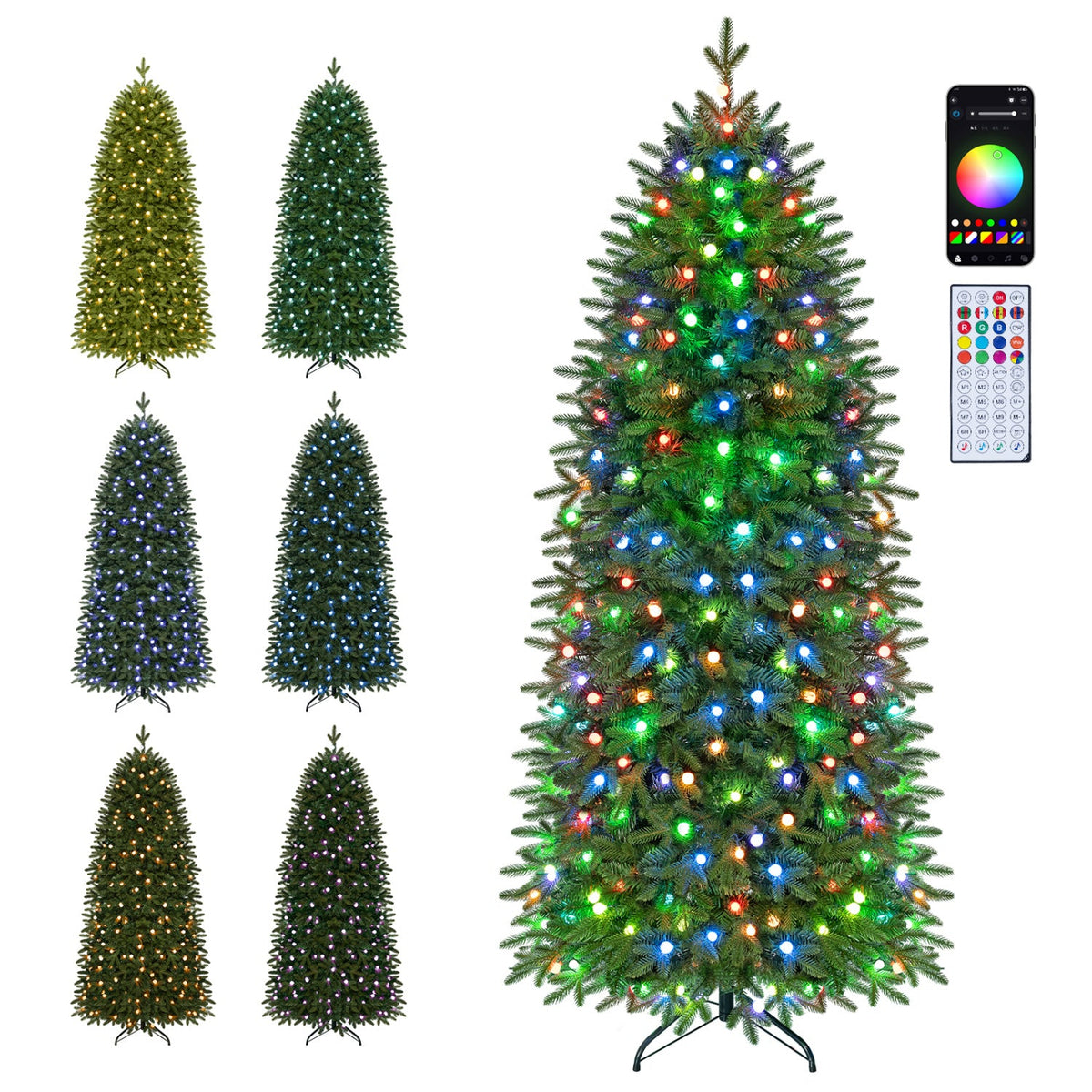 6.2 FT Smart Pencil Christmas Tree, 719 Tips with 220 App Controlled RGB LEDs