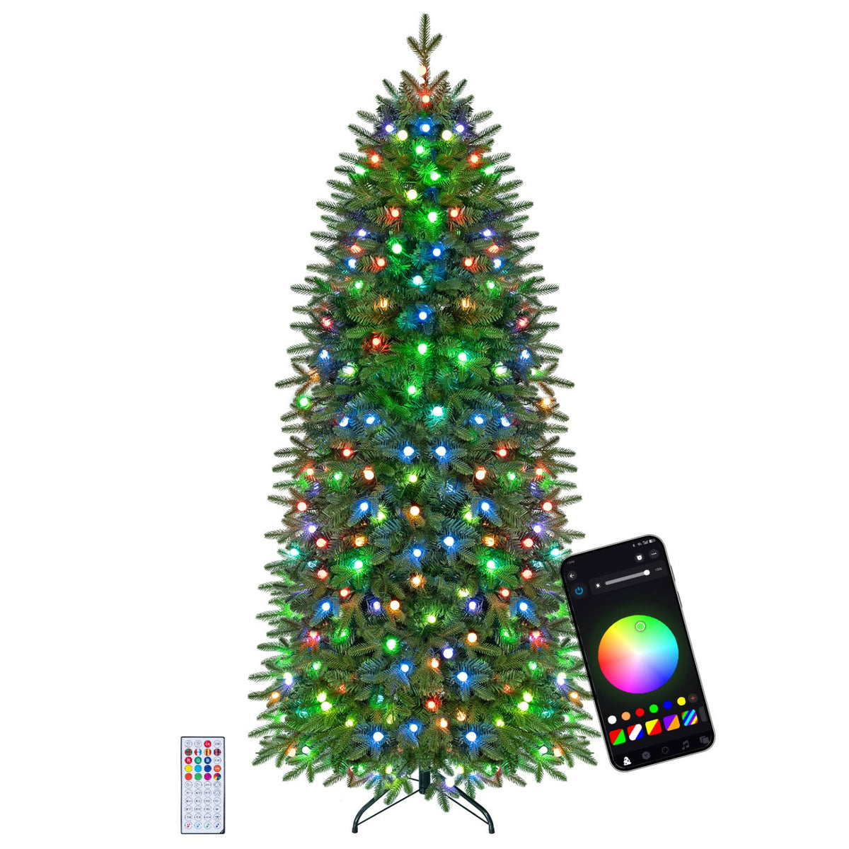 6.2 FT Smart Pencil Christmas Tree, 719 Tips with 220 App Controlled RGB LEDs