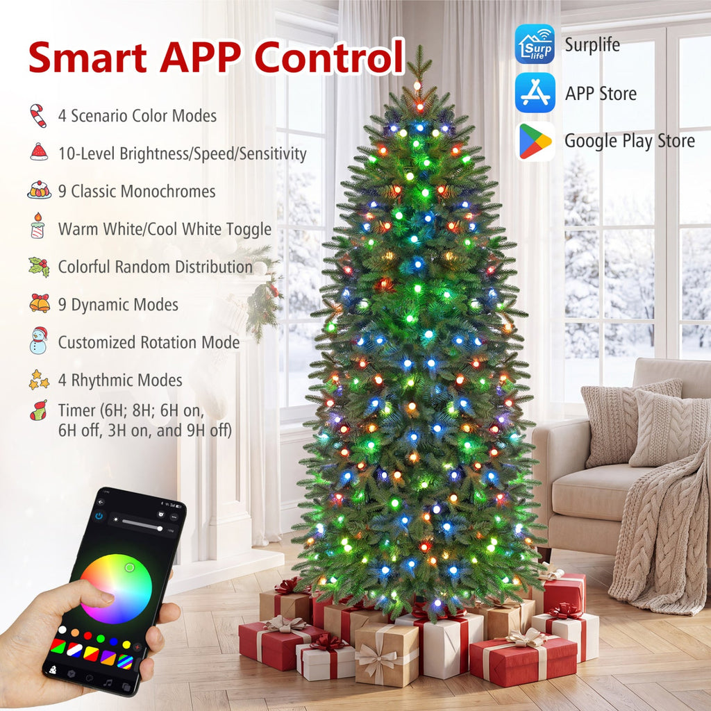 6.2 FT Smart Pencil Christmas Tree, 719 Tips with 220 App Controlled RGB LEDs