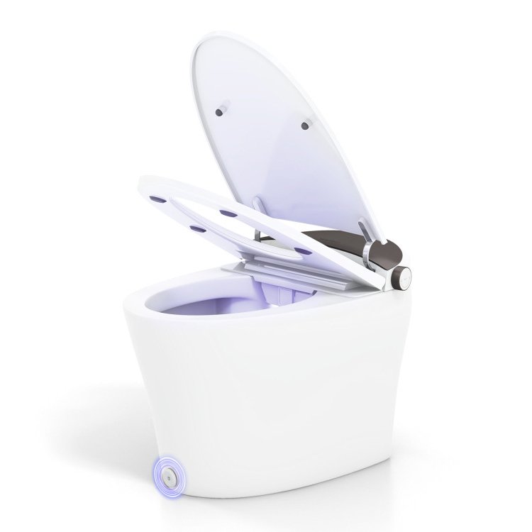 One-Piece Smart 1.16 GPF Elongated Bidet Toilet Seat with Night Light-White
