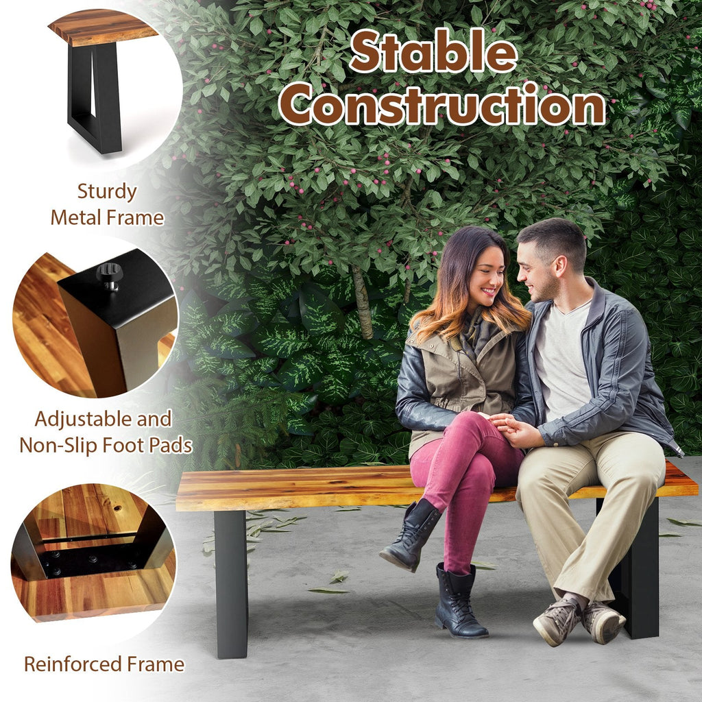 Solid Acacia Wood Patio Bench Dining Bench Seating Bench